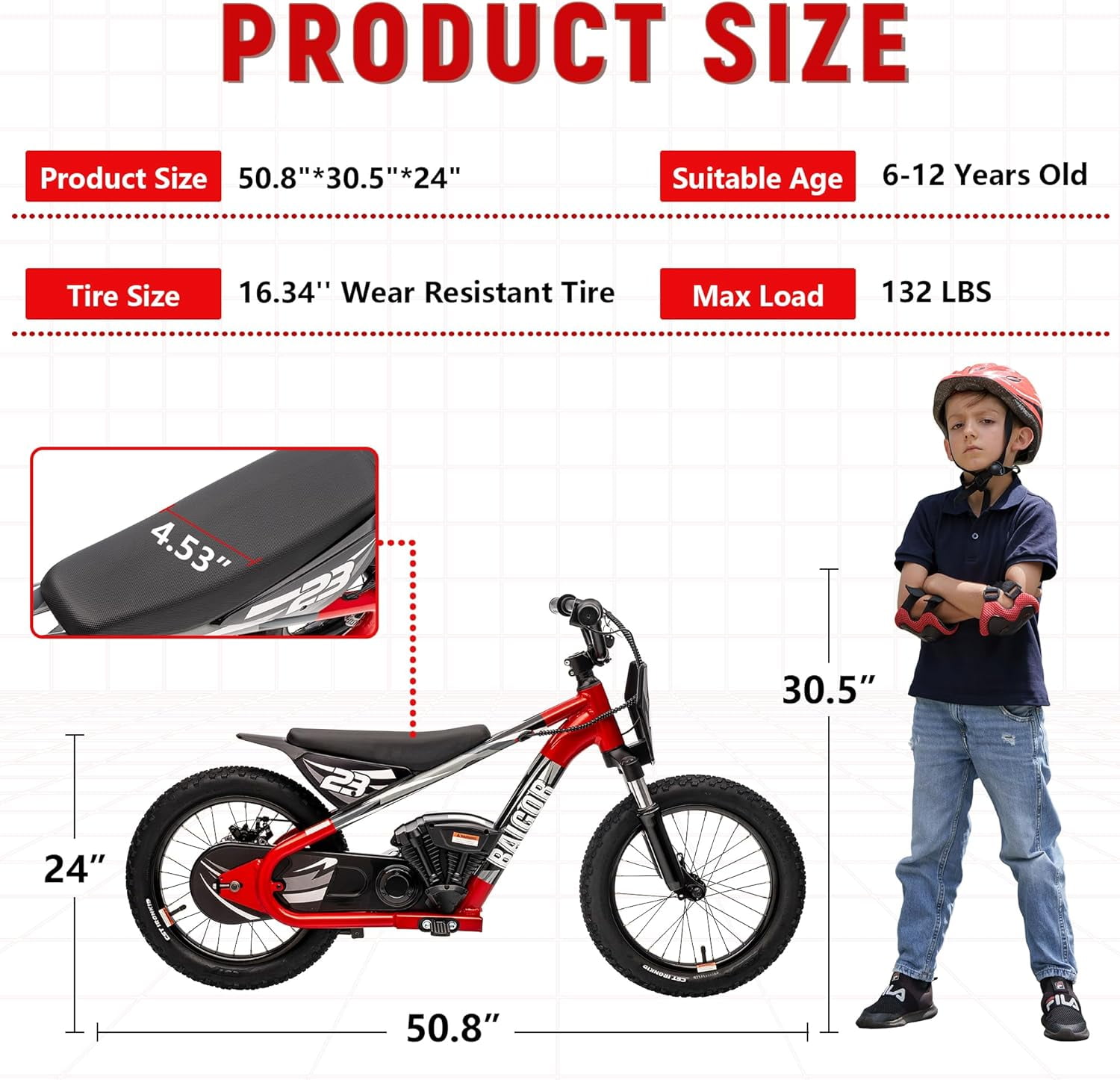 NEORIVER Electric Dirt Bike for Kids 6-12 with Shock-Absorbing Front Fork, 250W Electric Motorcycle Up to 15.5MPH, 24V Detachable Battery, 16'' Tire Electric Balance Bike with Kickstand