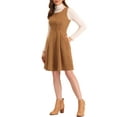 thumbnail image 4 of INSPIRE CHIC Pinafore Women's Sleeveless Casual Vintage Faux Suede t Shirt Dresses XS Brown, 4 of 6