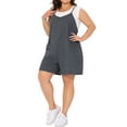 thumbnail image 4 of FAB CURVES Plus Size Romper for Women 2025 Summer Casual Sleeveless Spaghetti Strap Shorts Overalls Jumpsuit 1X Grey, 4 of 6