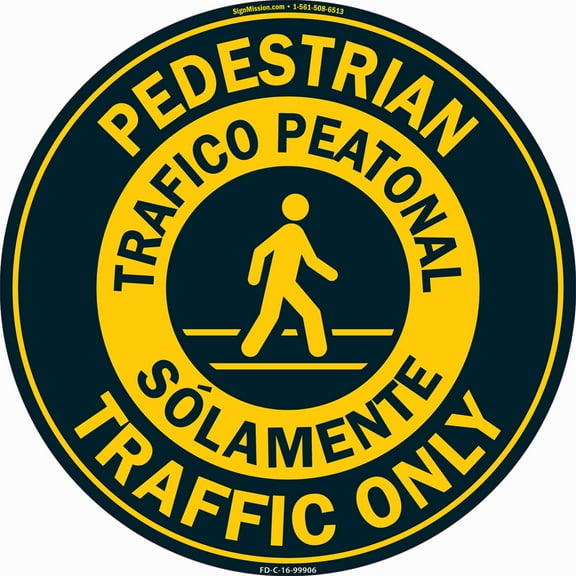 Pedestrian Traffic English Spanish Non-Slip Floor Marker | 12 Pack of 16" Circle Vinyl Decal | Protect Your Business, Work Place & Customers |  Made in The USA