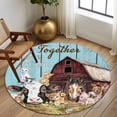 thumbnail image 2 of Farm Barn 8FT Round Area Rugs for Living Room Cow Pig Horse Sheep Farmhouse Animal Wood Board Ultra-Thin Non-Slip Round Rugs Machine Washable Low Pile Circle Carpet for Bedroom Kitchen Nursery, 2 of 9