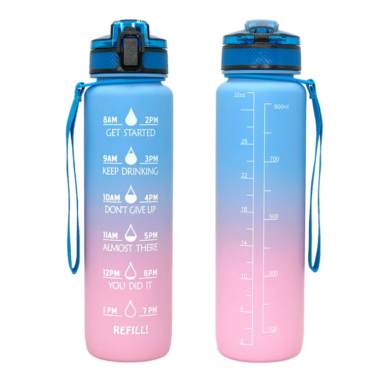 Falimottype Water Bottles with Times to drink 32 OZ Motivational