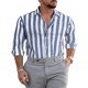 thumbnail image 1 of Camisa de solapa a rayas para hombre, para oficina y exteriores, moda , nuevas blusas de primavera y verano, nuevas blusas de manga larga con botones a la moda, 1 of 6