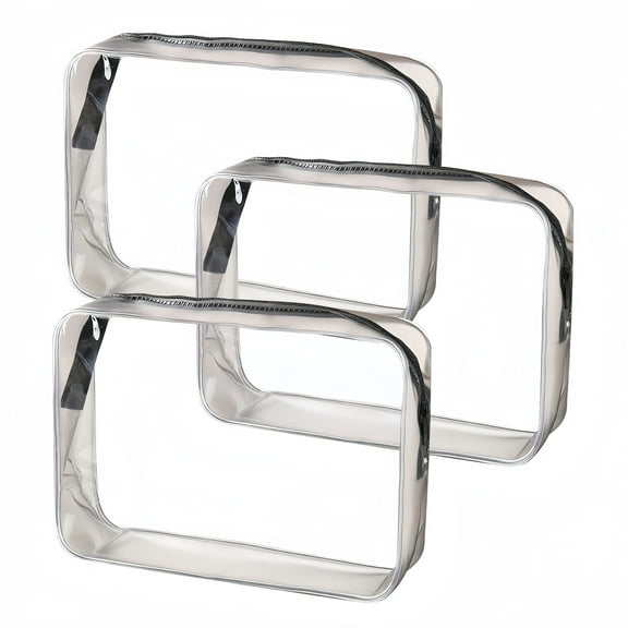 DEKEones Clear Water Resistant Toiletry Makeup Bag, Black, 3 Piece