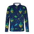 thumbnail image 4 of Ceisia Men's Slim-Fit Long-Sleeve Zip Polo Shirt with Mardi Gras Mask All-Over Print Gift, 4 of 5