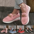 thumbnail image 6 of Oyedens Slip On Loafers Fashion Sneakers For Women Knit Casual Platform Wedge Mid Heels Low Top Boat Shoes Driving Walking Shoes, 6 of 7