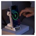 thumbnail image 2 of Alarm Clock 4 In 1 Folding QI Fast Wireless Charger Pad Station For Watch Phone Earphone ,Sleep-Friendly, 2 of 7