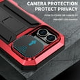 thumbnail image 6 of Compatible with iPhone 16 Case, Heavy Dustproof Shockproof Military Grade Rugged Durable Aluminum Metal Case Cover with Kickstand Screen Protector for iPhone 16, Red, 6 of 7