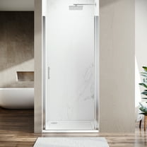 SUNNY SHOWER Frameless Pivot Shower Door 34 in. W x 72 in. H Shower Door with 1/4 inch Clear Tempered Glass in Chrome Finish