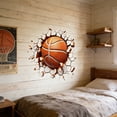 thumbnail image 6 of Basketball Wall Sticker with Breaking Print,3D Wall Sticker, Sport Ball Decor Vinyl Waterproof Sticker Decal for Kids Teens Boys Bedroom Nursery Playroom Art Home Decorations, 6 of 6