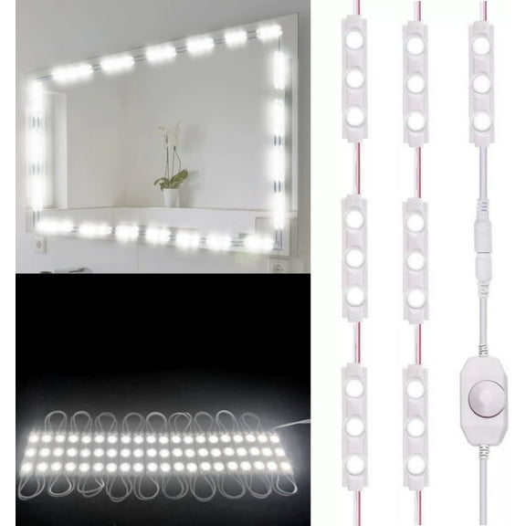 CMLAMPLED  12ft 20-Light Dimmable LED Vanity Lights,  Bright White,  Corded Electric,  Make up light