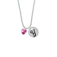 thumbnail image 2 of Delight Jewelry Hot Pink Crystal Heart Silvertone Script Initial Disc - Y - Charm Necklace, 20"+3", 2 of 4