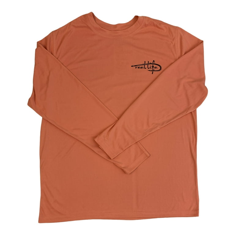 Reel Life Men's Sun Defender Lightweight Long Sleeve UV T-Shirt (Blooming Dahlia, XL)