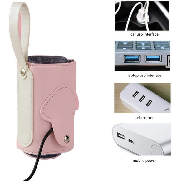 USB Baby Bottle Warmer Hot Milk Bottle Heater,Portable Milk Heating Bag Carrier with Shockproof Base