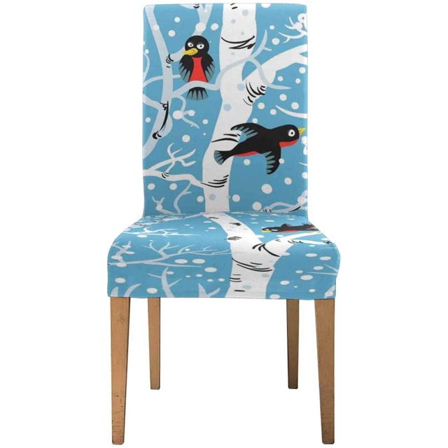 ABPHQTO Birds on Trees - Funda protectora para silla elástica, funda para asiento para comedor, hotel, boda, fiesta, juego de 1
