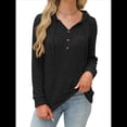 thumbnail image 3 of Sudadera con Capucha de Moda para Mujer, de Larga y Cuello en V, Informal, para Otoño e Invierno. Negro L, 3 of 6