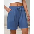 thumbnail image 6 of Women Sweat Shorts Summer Loose Athletic Short Drawstring Waist Lounge Running Shorts with Pockets Robin Blue S, 6 of 8