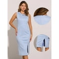 thumbnail image 2 of DARING DIVA Faux Suede Sleeveless Split Hem Dress XS Light Blue, 2 of 6