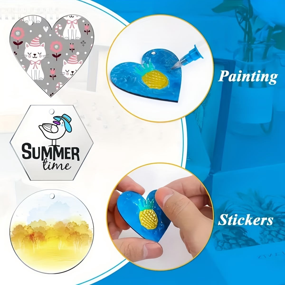 50pcs Blank Acrylic Sheets for Painting, Creative Pendants, Tags, and Key Tags