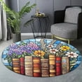 thumbnail image 6 of Round Area Rug, Book Flower10 Non-Slip Floor Mat, Soft Washable Carpet for Living Room Bedroom Decor 31 Inch, 6 of 6