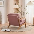 thumbnail image 6 of Ktaxon Mid Century Modern Accent Chair, Linen Fabric Armchair with Solid Wood Frame Pink, 6 of 10