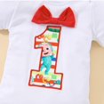 thumbnail image 4 of WIBACKER Infant Baby Boy Funny 1st Birthday Cosplay Outfits Bow Tie Cartoon Themed Romper with Suspenders Pants 2pcs Set, 4 of 9