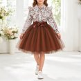 thumbnail image 5 of Fesfesfes Girls Floral Print Ruffle Collar Shirt Dress with Tulle Dress and Bow Waist Long Sleeve Princess Party Outfit for Birthday Ages 3-8 Years, 5 of 8