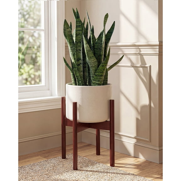 Bamworld Adjustable Bamboo Plant Stand Indoor,Plant Shelves Fits 8 9 10 11 12 Inches,Small Corner Planter Holder for Indoor Plants,Flower Stand for Home Garden Indoor Outdoor Decoration,Red-brown