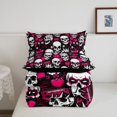thumbnail image 5 of Homewish Spooky Halloween Skull Queen Comforter Set,Crown Heart Comforter Sets Queen,Pink White,Black Reversible,3-Piece,1 Comforter and 2 Pillowcases, 5 of 7
