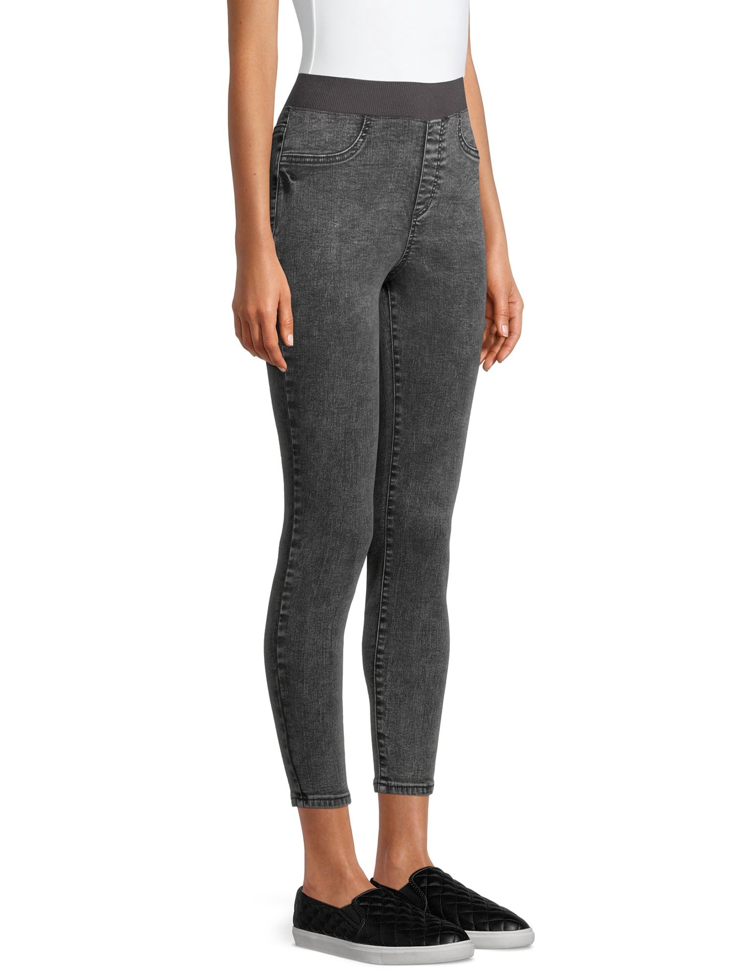 No Boundaries Juniors' Mid Rise Pull-On Jeggings with Rib Waistband