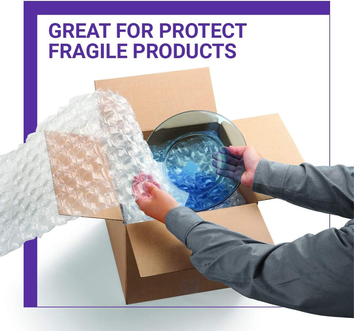 2-Pack Anti-Static Bubble Cushioning Wrap Rolls, 3/16" x 12" x 72' ft Total, Perforated Every 12", 20 Fragile Stickers for Packaging, Shipping, Mailing