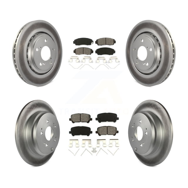 Transit Auto Front Rear Coated Disc Brake Rotors and Semi-Metallic Pads Kit for Car 2015-2017 Honda Odyssey KGS-101100
