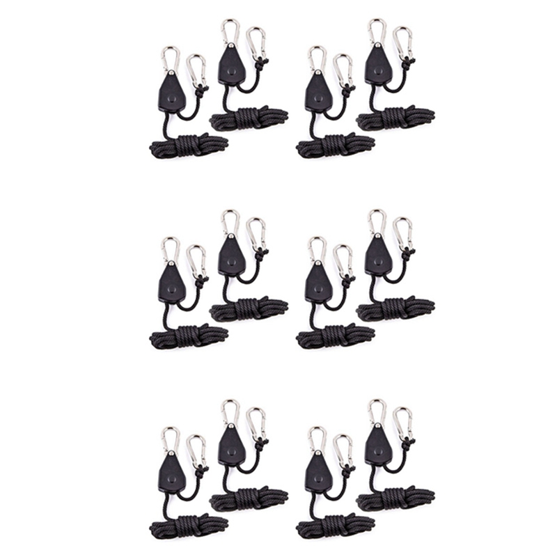 12Pcs Heavy Duty Adjustable Grow Light Ratchet Rope Hanger Yoyo for