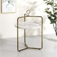 thumbnail image 3 of Steve Silver Miro White Faux Marble and Gold Metal Side Table, 3 of 5