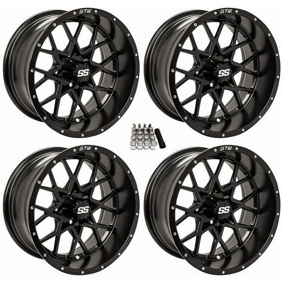 GTW Vortex 2 14" Golf Cart Wheels/Rims Black E-Z-GO & Club Car