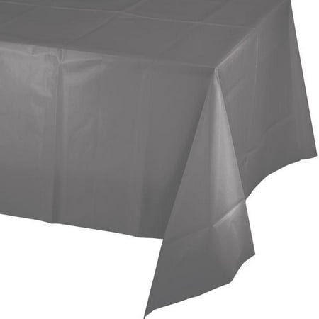 Grad Table Cover - Creative Converting Glamour Gray Tablecover Plastic 54