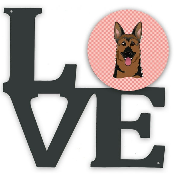 Carolines Treasures BB1211WALV Checkerboard Pink German Shepherd Metal Wall Artwork LOVE 12X12 multicolor