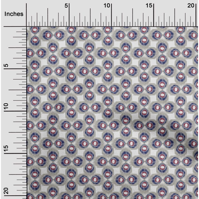 oneOone Silk Tabby Fabric Peacock Feather Ikat Print Fabric By Yard 42 Inch Wide