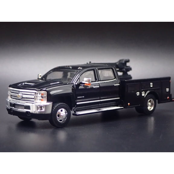 (Open Box) 2016 16 CHEVY SILVERADO 3500 DUALLY CRANE TRUCK BLACK 1:64 SCALE DIECAST CAR