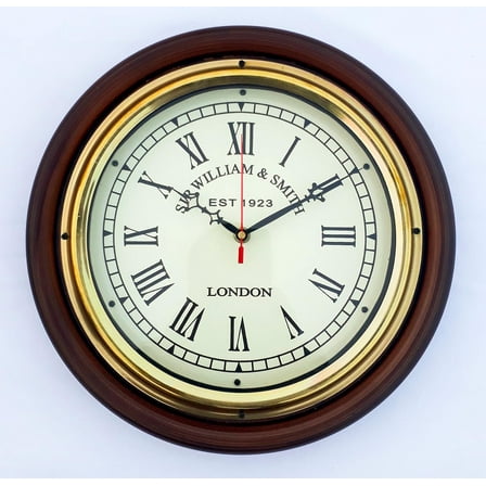 Vintage Brass Wooden Wall Clock, Roman Numaric Clock, Home Deocr, Office Decor, Clock