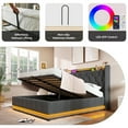 thumbnail image 4 of Queen Size Lift Up Storage Bed, Upholstered Platform Bed Frame with Storage Headboard, Charging Station & LED Lights, Hydraulic Storage, Wood Slats Support, No Box Spring Needed, Linen Gray, 4 of 9