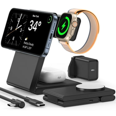 KENUBI 3-in-1 Wireless Charger Station 20W Fast Charger with Apple Watch Charger for iPhone16, Apple Watch & AirPods
