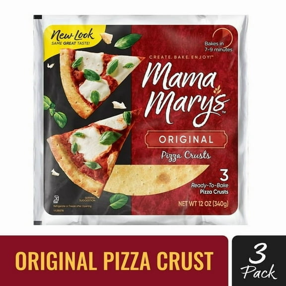 Mama Mary's Original Whole Pizza Crust, Shelf-Stable, 7 Inch, 3 Count pack of 2