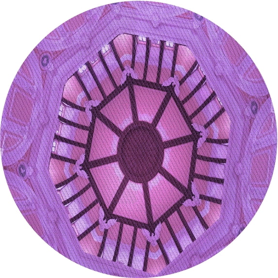 Ahgly Company Machine Washable Indoor Round Transitional Heliotrope Purple Area Rugs, 4' Round