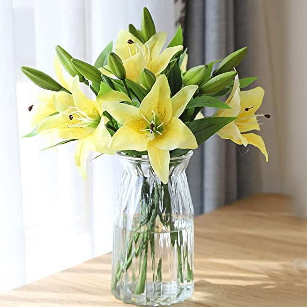 Haobase 8Pcs Artificial Tiger Lily Flowers Real Touch Lilies Flower Bouquet Fake Flowers for Home Wedding Party Office Decor