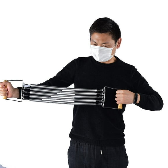 Peahefy Wooden Handle Removable Spring Chest Expander Developer Household Exercise Muscle Fitness Equipment,Chest Expander,Fitness Equipment
