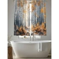 thumbnail image 6 of Orange Navy Blue Semi Sheer Curtains 63 Inch Length 2 Panels Set, Modern Oil Painting Art Forest Sheer Kitchen Curtain Privacy Voile Window Curtain for Living Room Bedroom Rod Pocket Drapes, 6 of 7