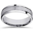 thumbnail image 1 of Alliance de Mariage pour Homme de 6 mm en Or Blanc Brossé à Bords Biseautés, 1 of 1