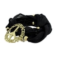 thumbnail image 2 of Black Beaded Ribbon Gold Tone Peace Sign Wrap Bracelet, 2 of 3