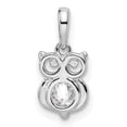 thumbnail image 3 of Sterling Silver Rhodium Plated CZ Owl Pendant, 3 of 4